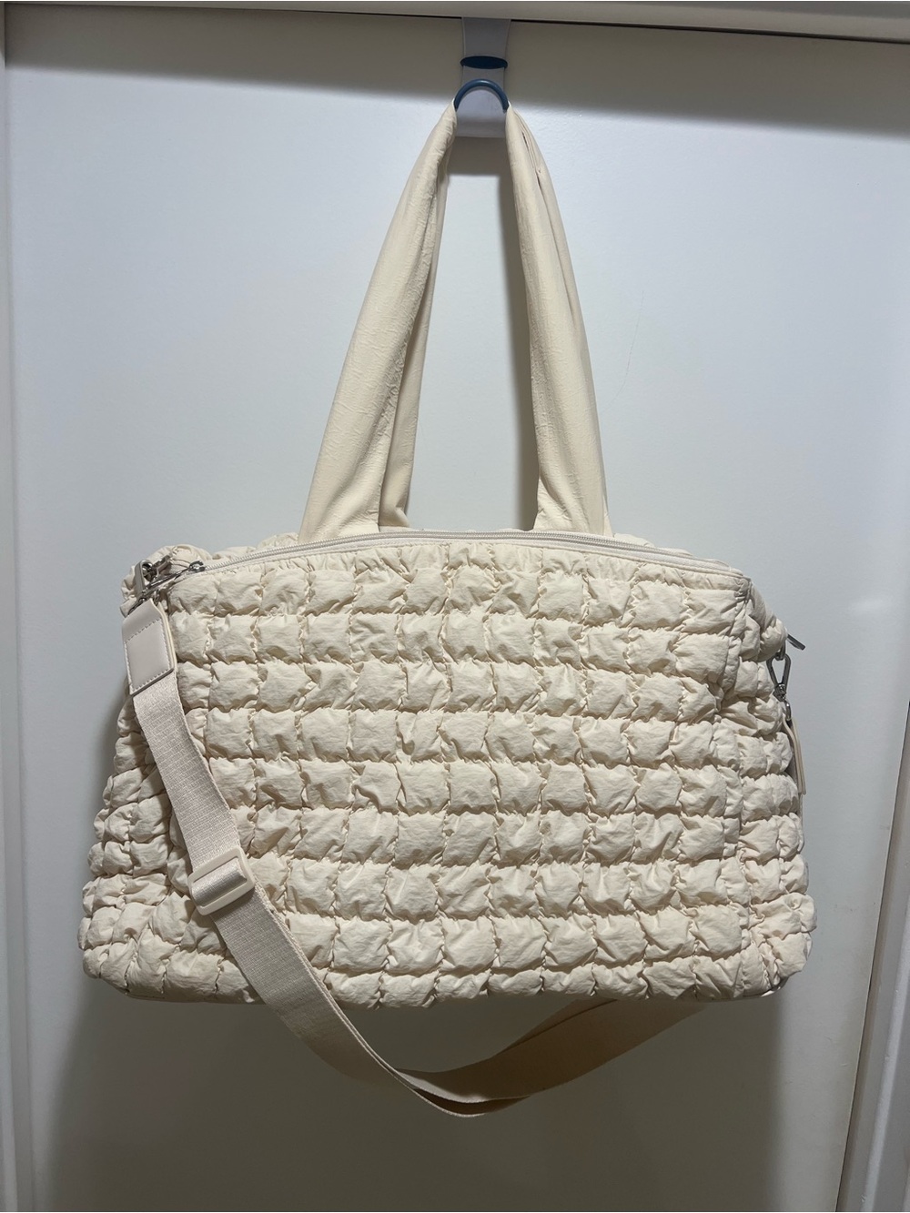 a new day Cream Quilted Weekender Tote with Removable Shoulder Strap